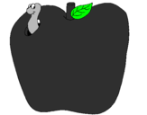 Disegno Vermiciattolo nella frutta  pitturato su anónimo
