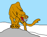Disegno Tigre con affilati canini  pitturato su il leone preistorico