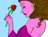 Disegno Principessa con una rosa pitturato su arianna