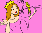Disegno Principessa che canta pitturato su mart