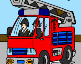 Disegno Camion dei Pompieri  pitturato su Luca G.