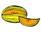 Disegno Melone  pitturato su papaia