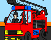 Disegno Camion dei Pompieri  pitturato su FEDERICO