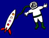 Disegno Razzo e astronauta pitturato su edoardo