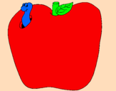 Disegno Vermiciattolo nella frutta  pitturato su ALESSIO
