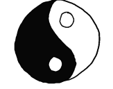 Disegno Yin e yang pitturato su Mery