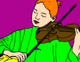 Disegno Violinista  pitturato su emma