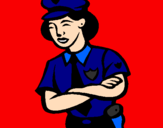 Disegno Poliziotta  pitturato su rossana