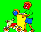 Disegno Triciclo pitturato su paolo si