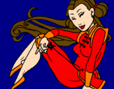 Disegno Principessa ninja  pitturato su greta elia