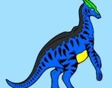 Disegno Parasaurolophus a strisce  pitturato su giulio