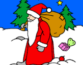 Disegno Babbo Natale che consegna i regali pitturato su pluto
