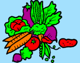 Disegno verdure  pitturato su isha