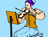Disegno Dama violinista  pitturato su Antonio