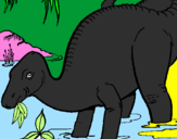 Disegno Dinosauro che mangia  pitturato su Gabriele