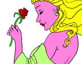 Disegno Principessa con una rosa pitturato su Vittoria