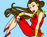 Disegno Principessa ninja  pitturato su BellaGold