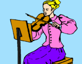 Disegno Dama violinista  pitturato su maty lollo enzo