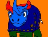 Disegno Rinoceronte  pitturato su alessandro