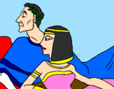 Disegno Cesare e Cleopatra  pitturato su Daniele Simonetti