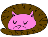 Disegno Gatto addormentato  pitturato su vittoria