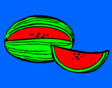 Disegno Melone  pitturato su camilla