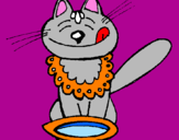 Disegno Gatto che mangia  pitturato su gianluca