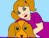 Disegno Bambina che abbraccia il suo cagnolino  pitturato su Marianna