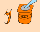 Disegno yogurt pitturato su chiara boz