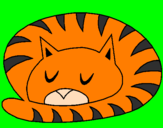 Disegno Gatto addormentato  pitturato su camilla