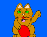 Disegno Gatto della fortuna pitturato su lorenzo 08