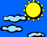 Disegno Sole con nuvole 2 pitturato su MARIARITA