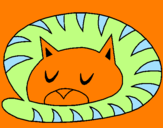 Disegno Gatto addormentato  pitturato su Guido