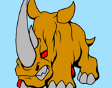 Disegno Rinoceronte II pitturato su tanya