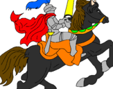 Disegno Cavaliere a cavallo pitturato su simone