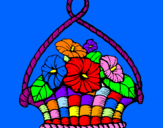 Disegno Paniere di fiori pitturato su mandala ceci