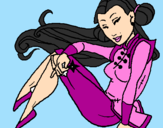 Disegno Principessa ninja  pitturato su a uagliona saffioti