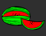 Disegno Melone  pitturato su arianna