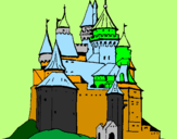 Disegno Castello medievale  pitturato su mart