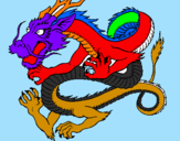 Disegno Drago giapponese  pitturato su jacopo