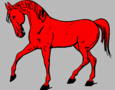 Disegno Cavallo con la zampa alzata  pitturato su andrea