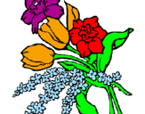 Disegno Mazzo di fiori pitturato su lorenza f