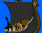 Disegno Barca vikinga pitturato su g