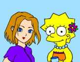 Disegno Sakura e Lisa pitturato su lavinia