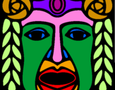 Disegno Maschera Maya pitturato su asya-oscar. b.
