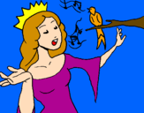 Disegno Principessa che canta pitturato su meli  10