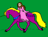 Disegno Principessa a cavallo di unicorno  pitturato su Emma