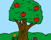 Disegno Melo pitturato su un albero di mele