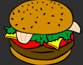 Disegno Hamburger completo  pitturato su crizar