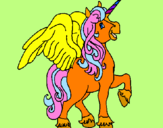Disegno Unicorno con le ali  pitturato su sarah7